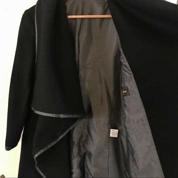 Custom Designed & Tailored Wool / Leather Coat, Size S - Picture 10 of 14